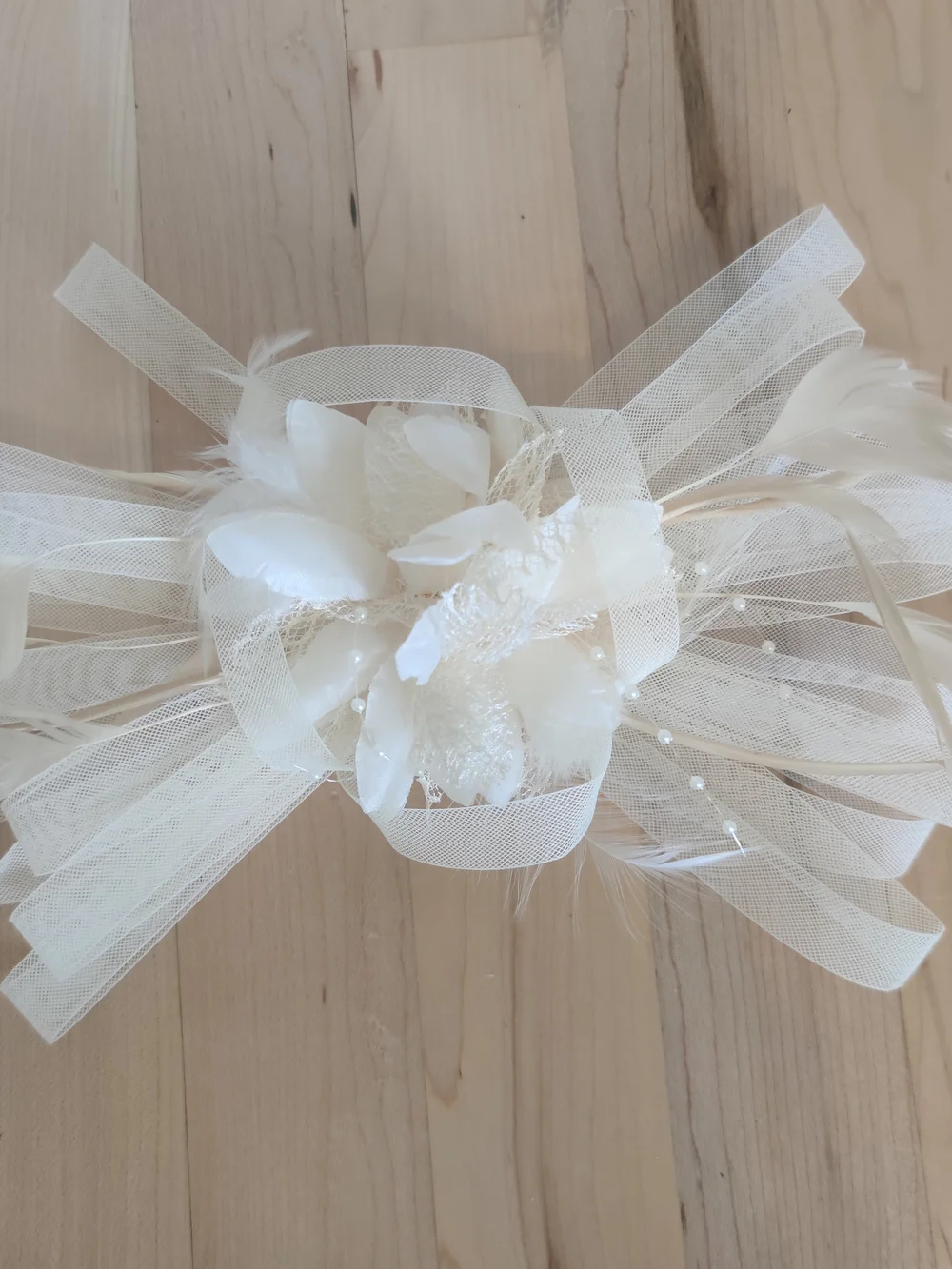 Ivory Floral Tulle Bridal Hairpiece